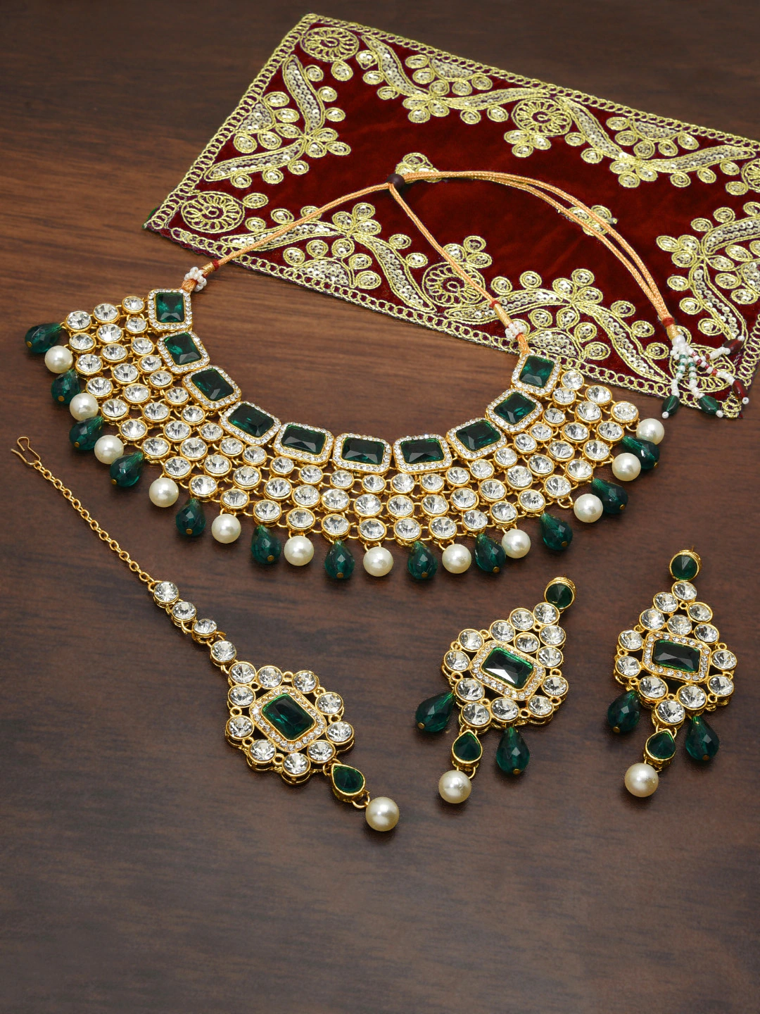 Green Beaded Bridal Jewellery Set