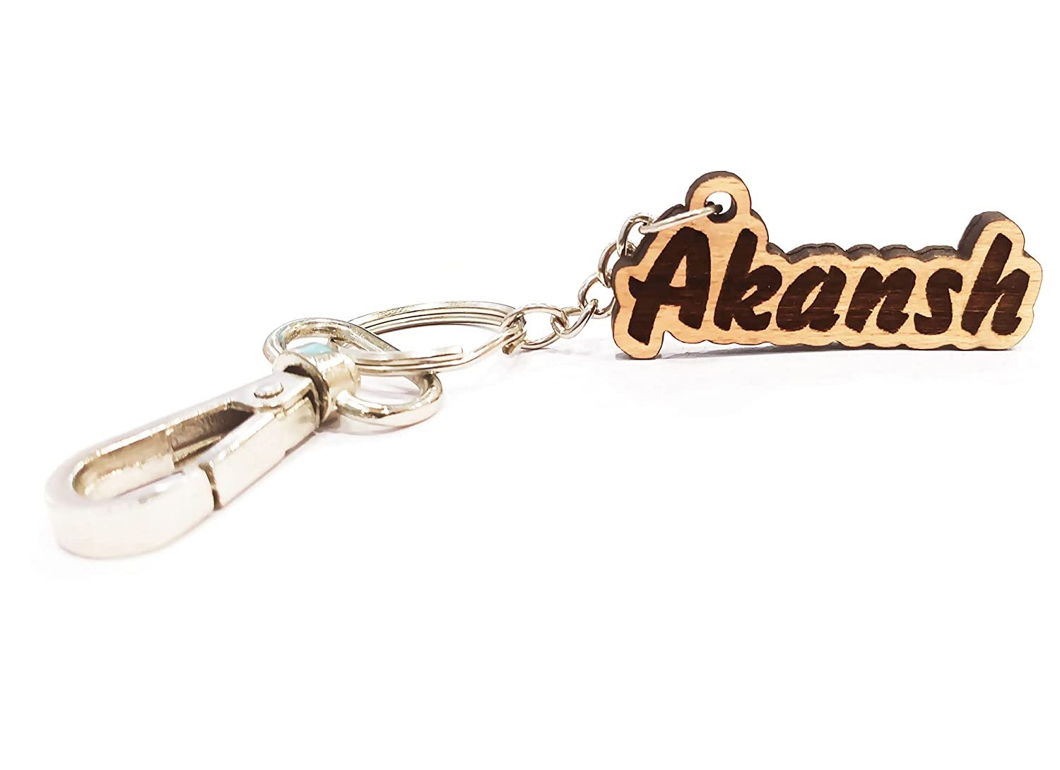 Customized Name Keychain for Girls or Boys - Personalized Wooden Key Chain with Name Tag Written (Wood)